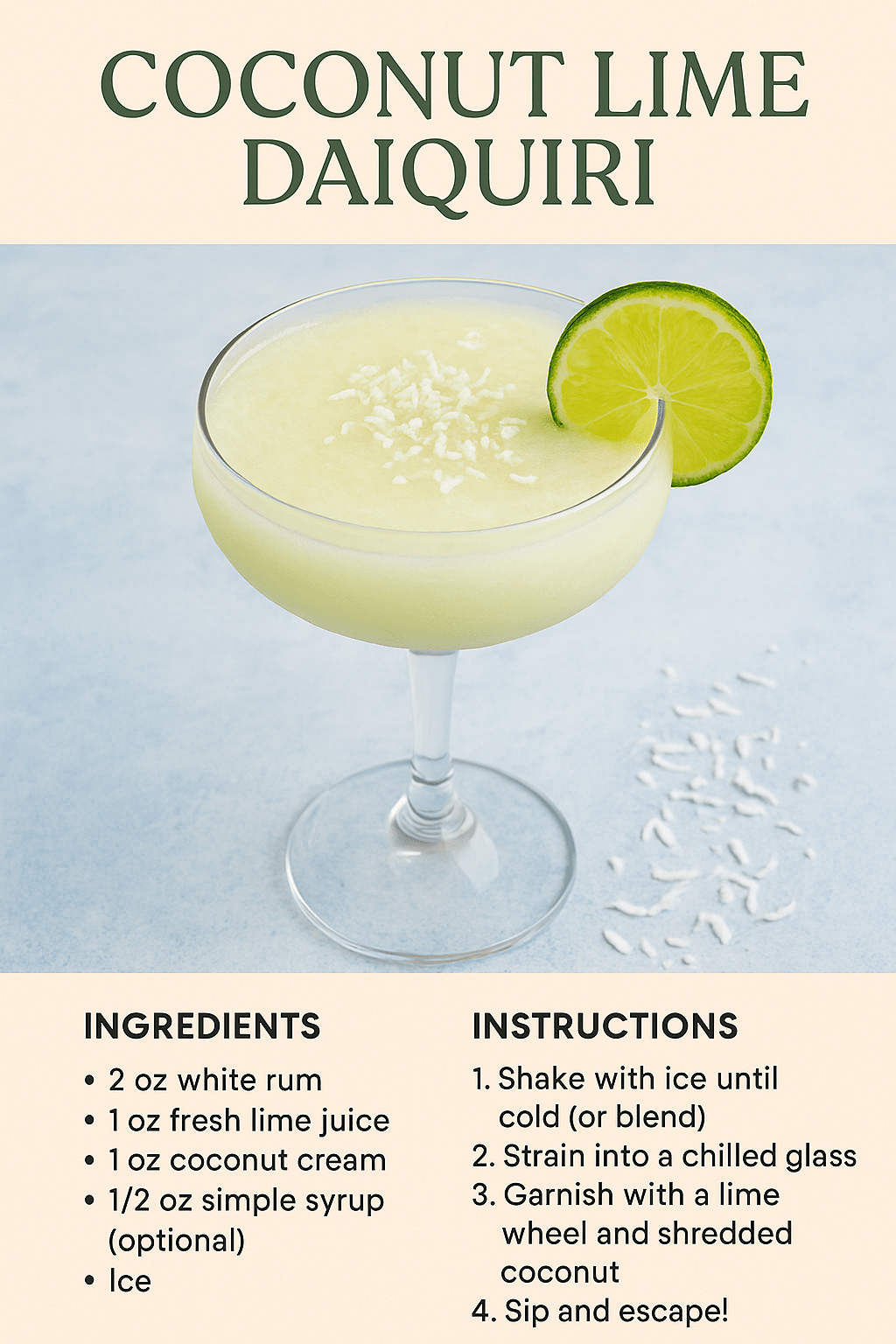 Coconut Lime Daiquiri (Tropical, Creamy, and Ultra-Refreshing)